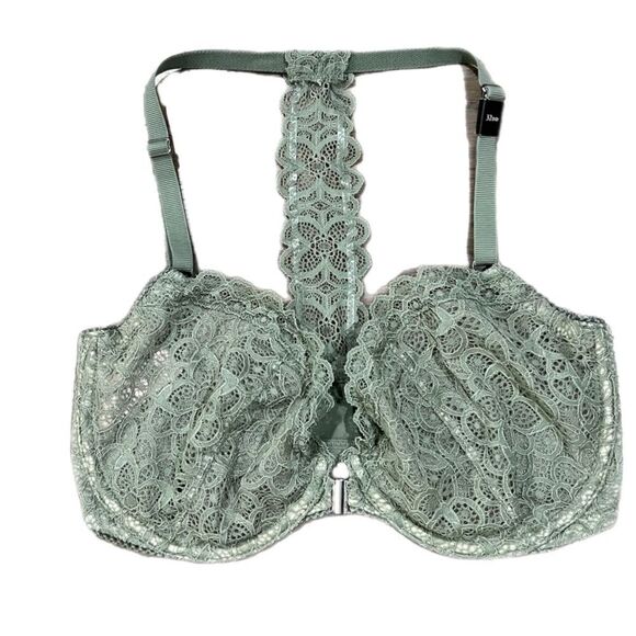 Victorias Secret Dream Angels Unlined Demi Floral Lace Racerback bra Olive 32DD - Picture 4 of 5